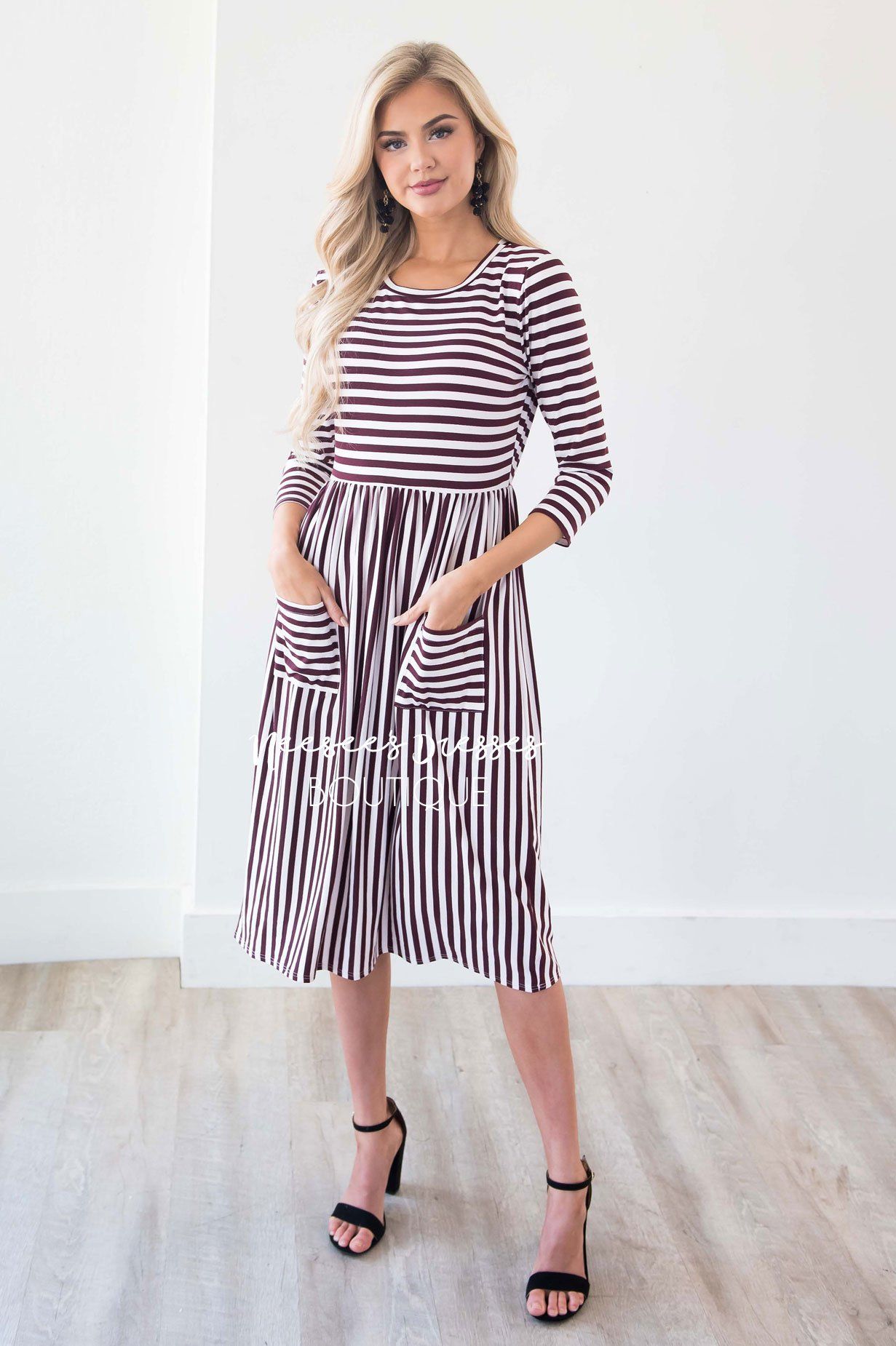 The Poppy 3/4 Length Sleeves Modest Dresses vendor-unknown 