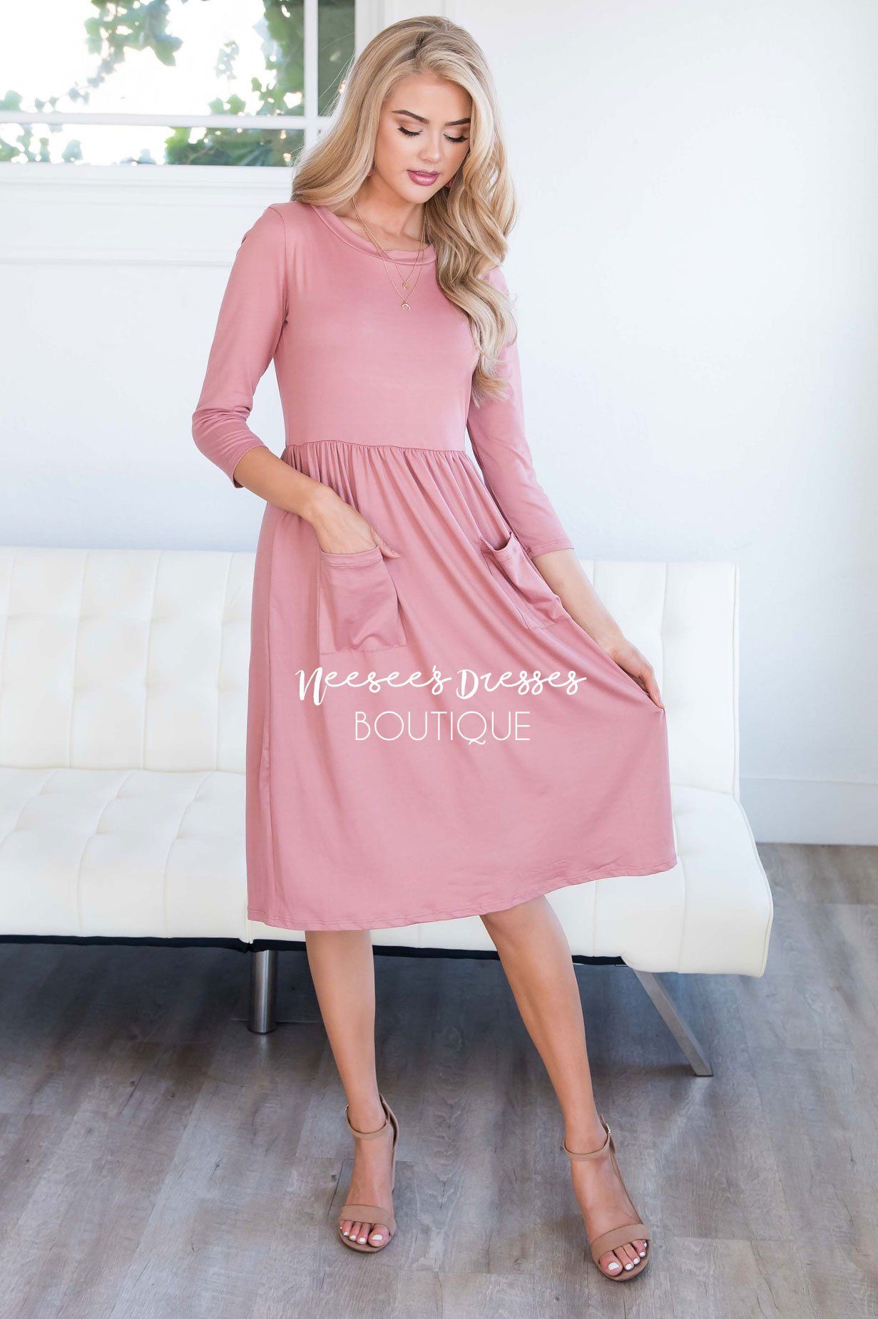 The Poppy 3/4 Length Sleeves Modest Dresses vendor-unknown 