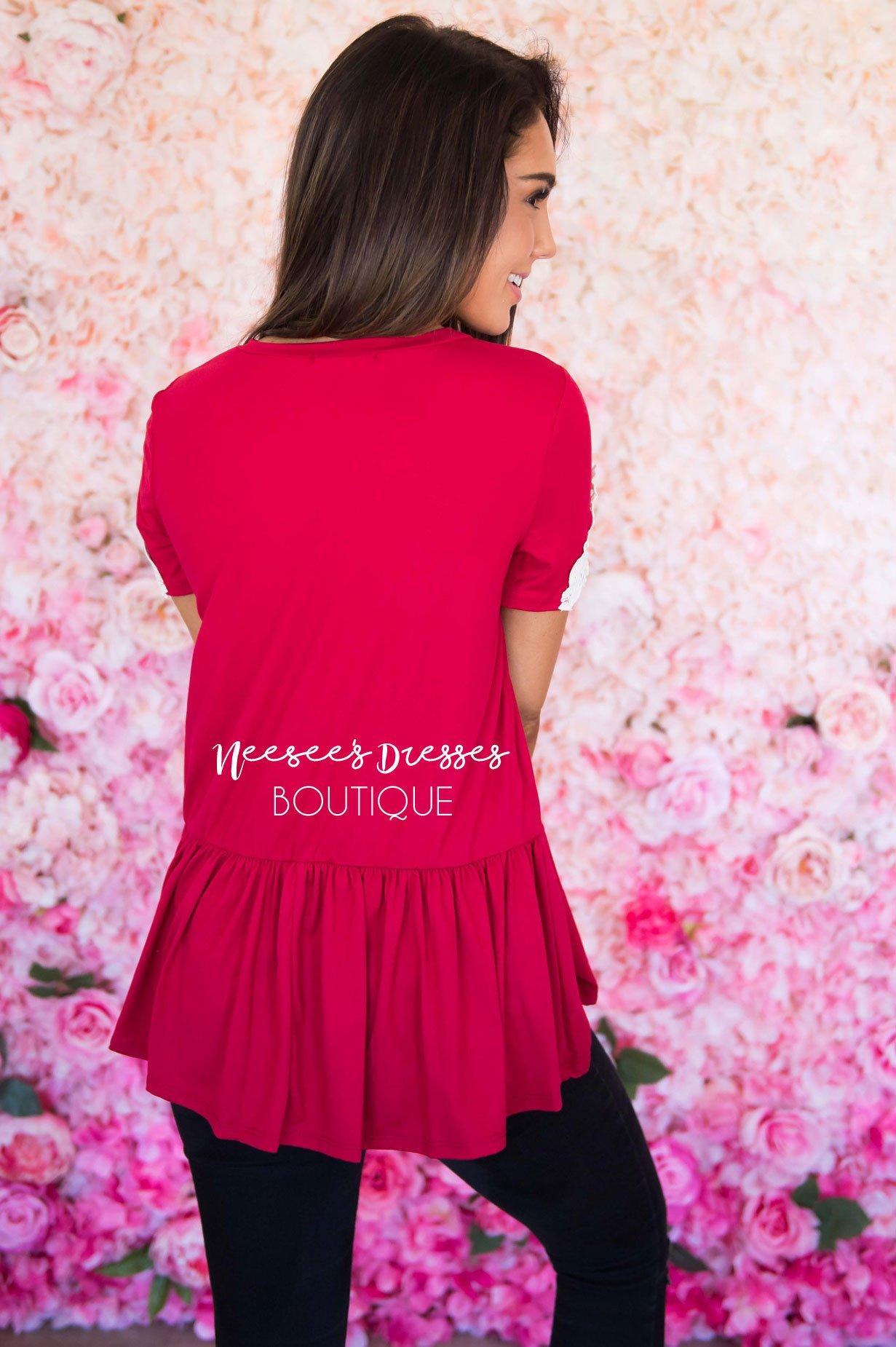 Be Bold Crochet Sleeve Top Modest Dresses vendor-unknown 