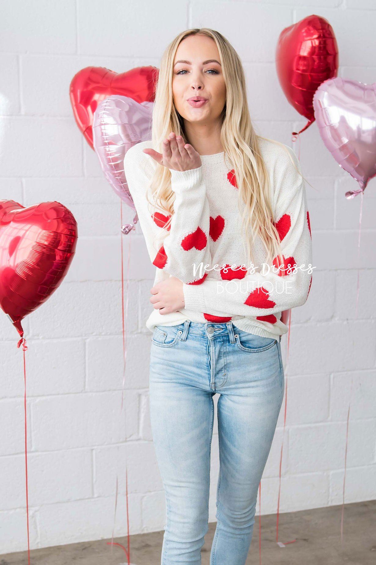 Sprinkled with Hearts Sweater Tops vendor-unknown 