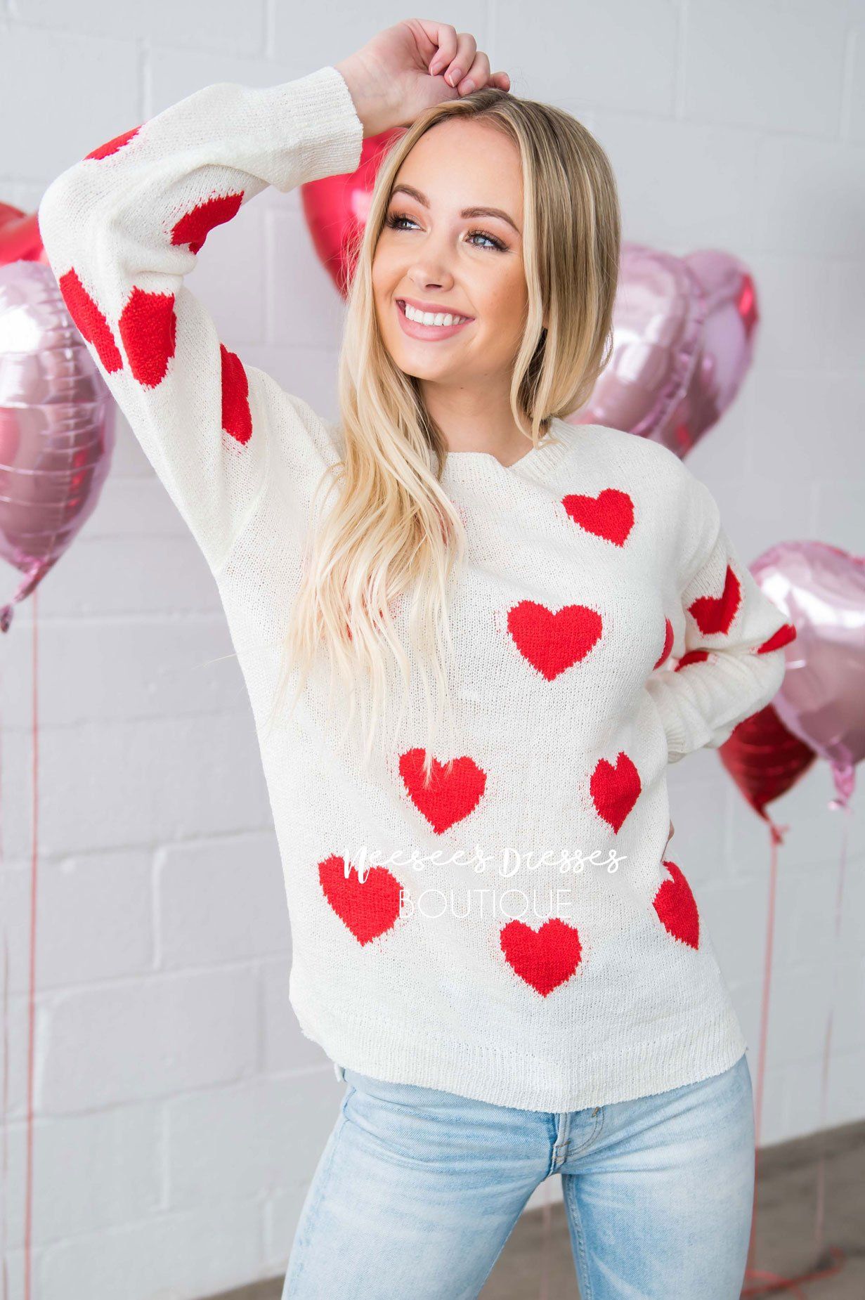 Sprinkled with Hearts Sweater Tops vendor-unknown 