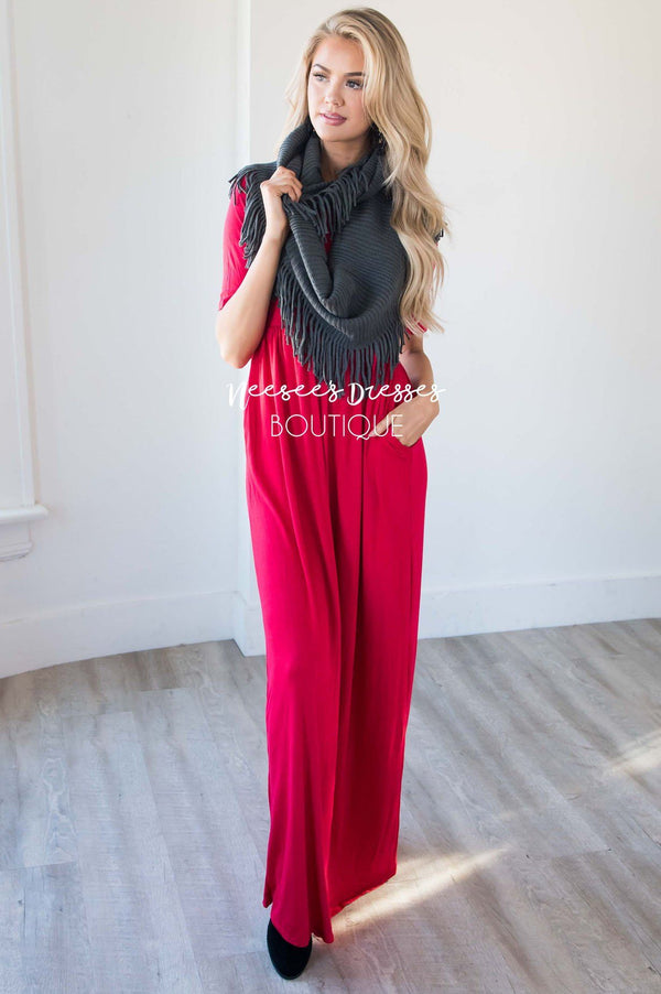 Red Maxi Pocket Dress | Best Place To Buy Modest Dresses Online ...