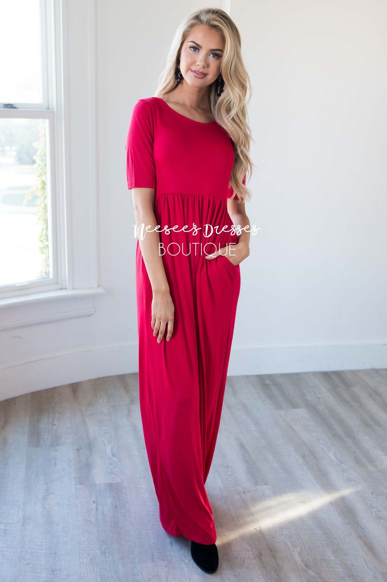 The Ritchie 3/4 Length Sleeve Maxi Dress Modest Dresses vendor-unknown 