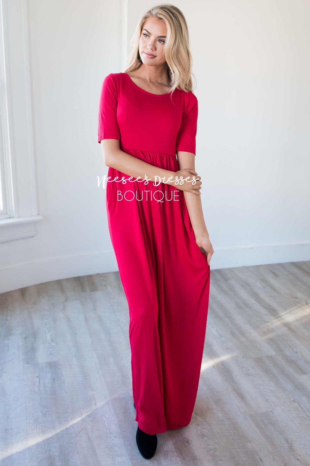 The Ritchie 3/4 Length Sleeve Maxi Dress Modest Dresses vendor-unknown 