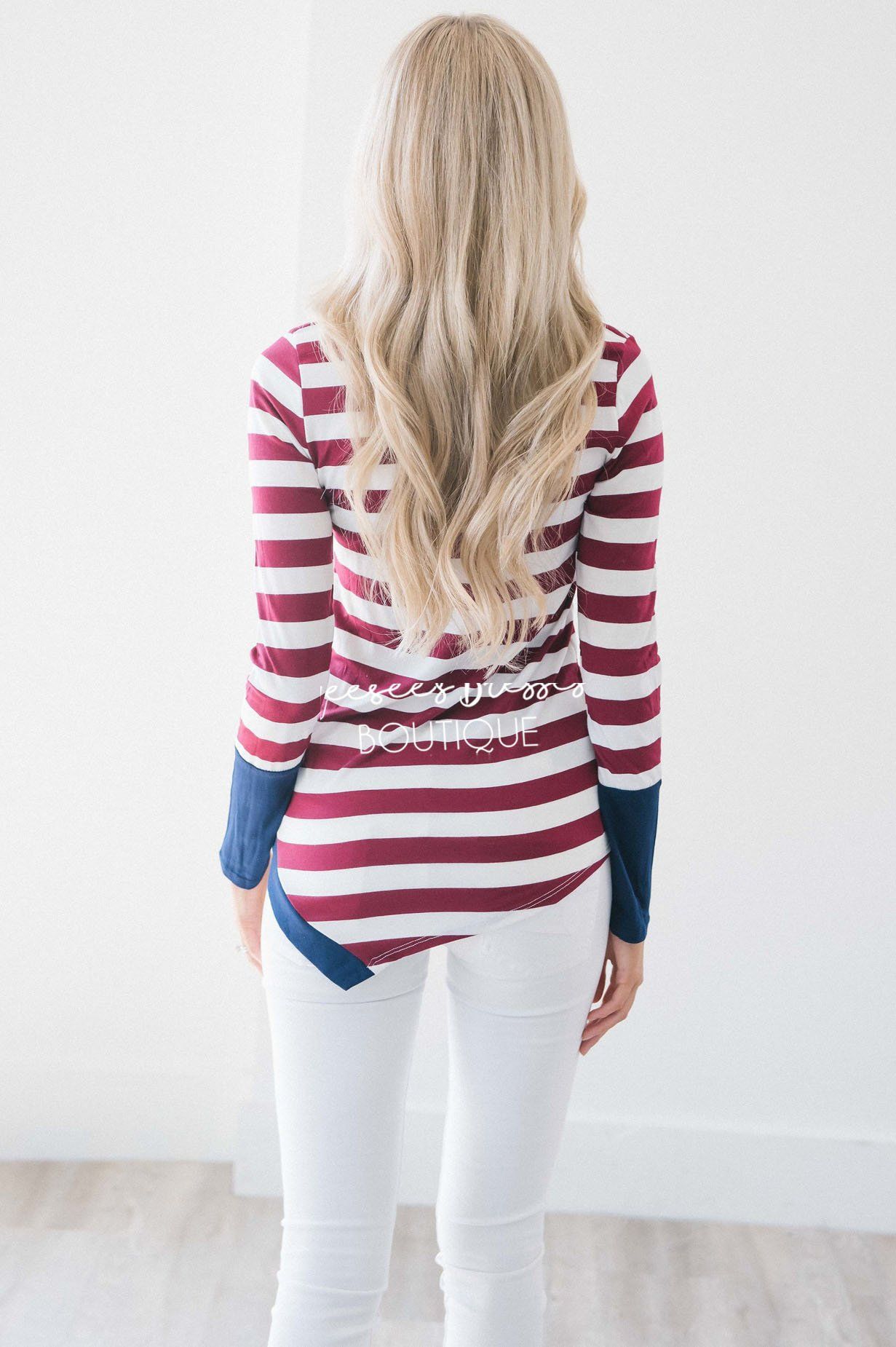 Cutie Stripes & Buttons Top Tops vendor-unknown 