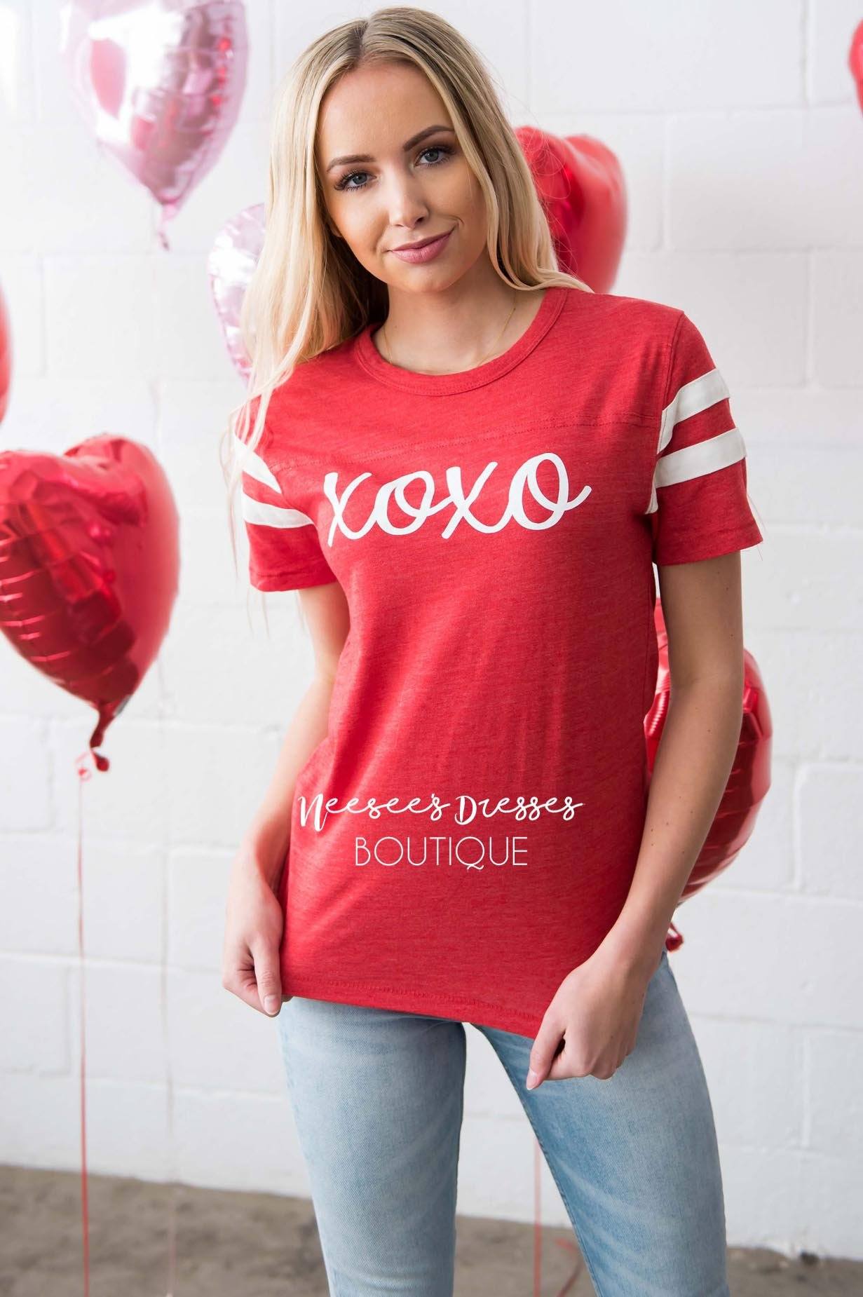 XOXO Vintage Striped Sleeve Tee Tops vendor-unknown 