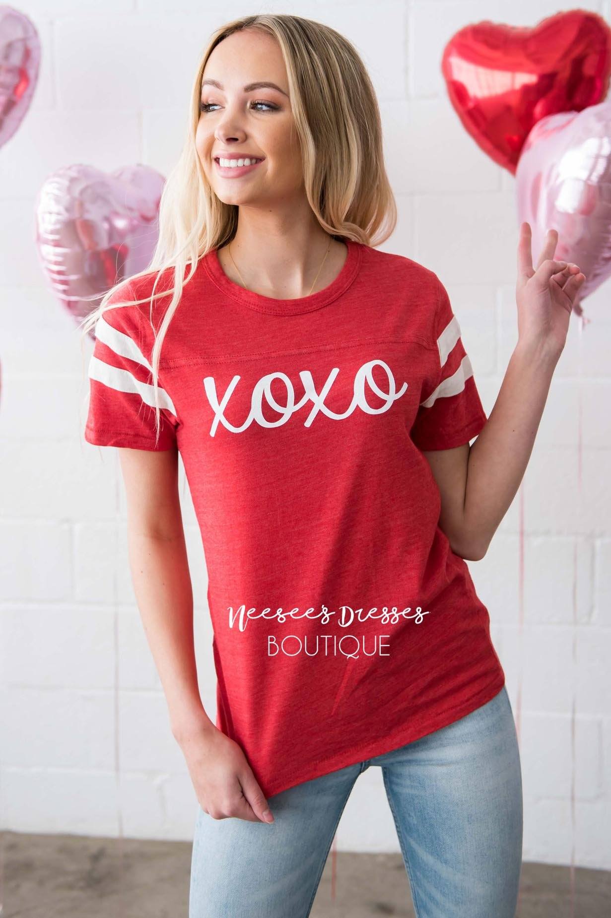 XOXO Vintage Striped Sleeve Tee Tops vendor-unknown 