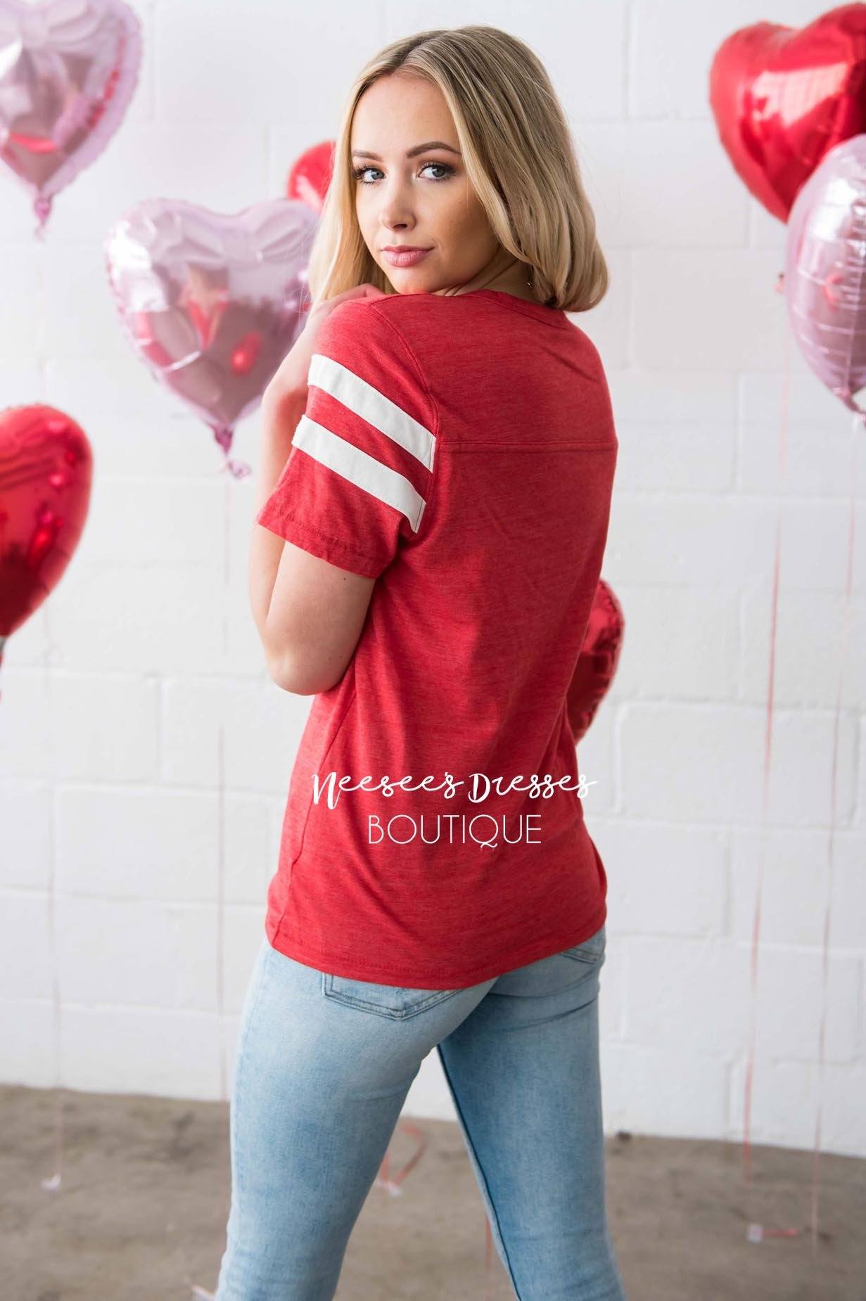 XOXO Vintage Striped Sleeve Tee Tops vendor-unknown 