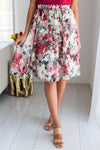 Cream & Mauve Watercolor Floral Skirt Skirts vendor-unknown