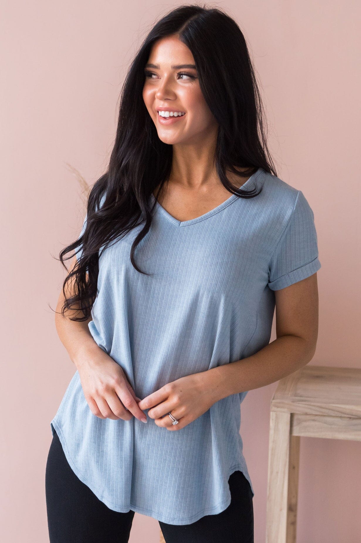 Your Favorite Ribbed Modest Tee NeeSee's Dresses 