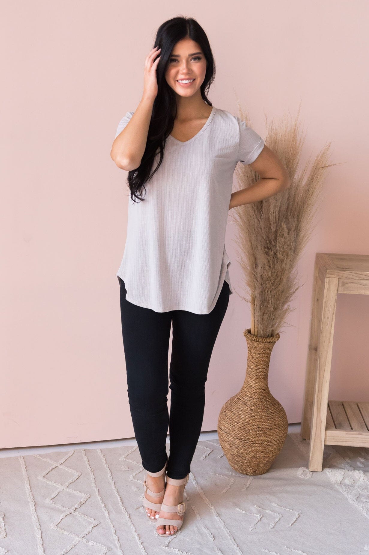 Your Favorite Ribbed Modest Tee NeeSee's Dresses 