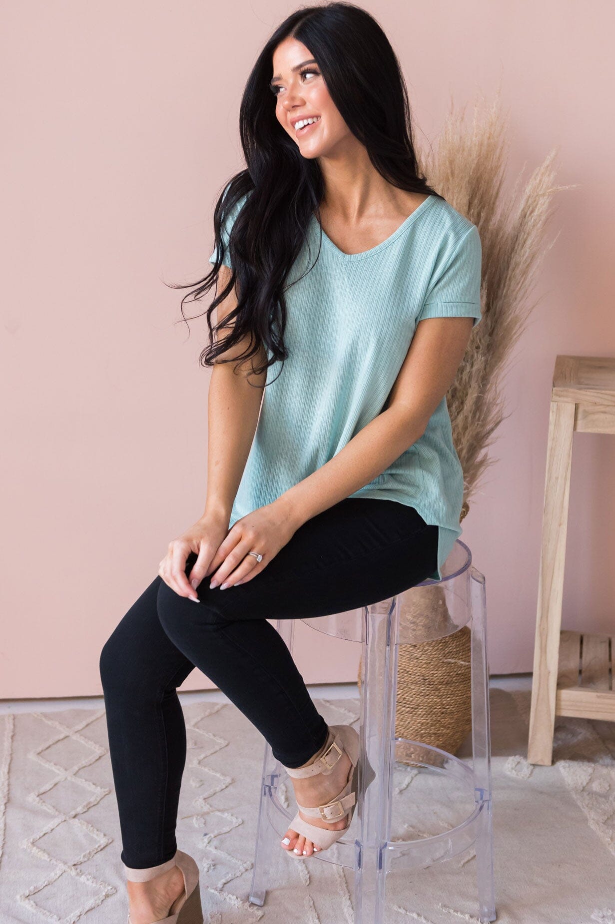Your Favorite Ribbed Modest Tee NeeSee's Dresses 