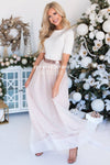 Rose Gold Tulle Maxi Skirt Modest Dresses vendor-unknown