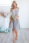 The Jayne Striped Ruffle Overall Dress Modest Dresses vendor-unknown 