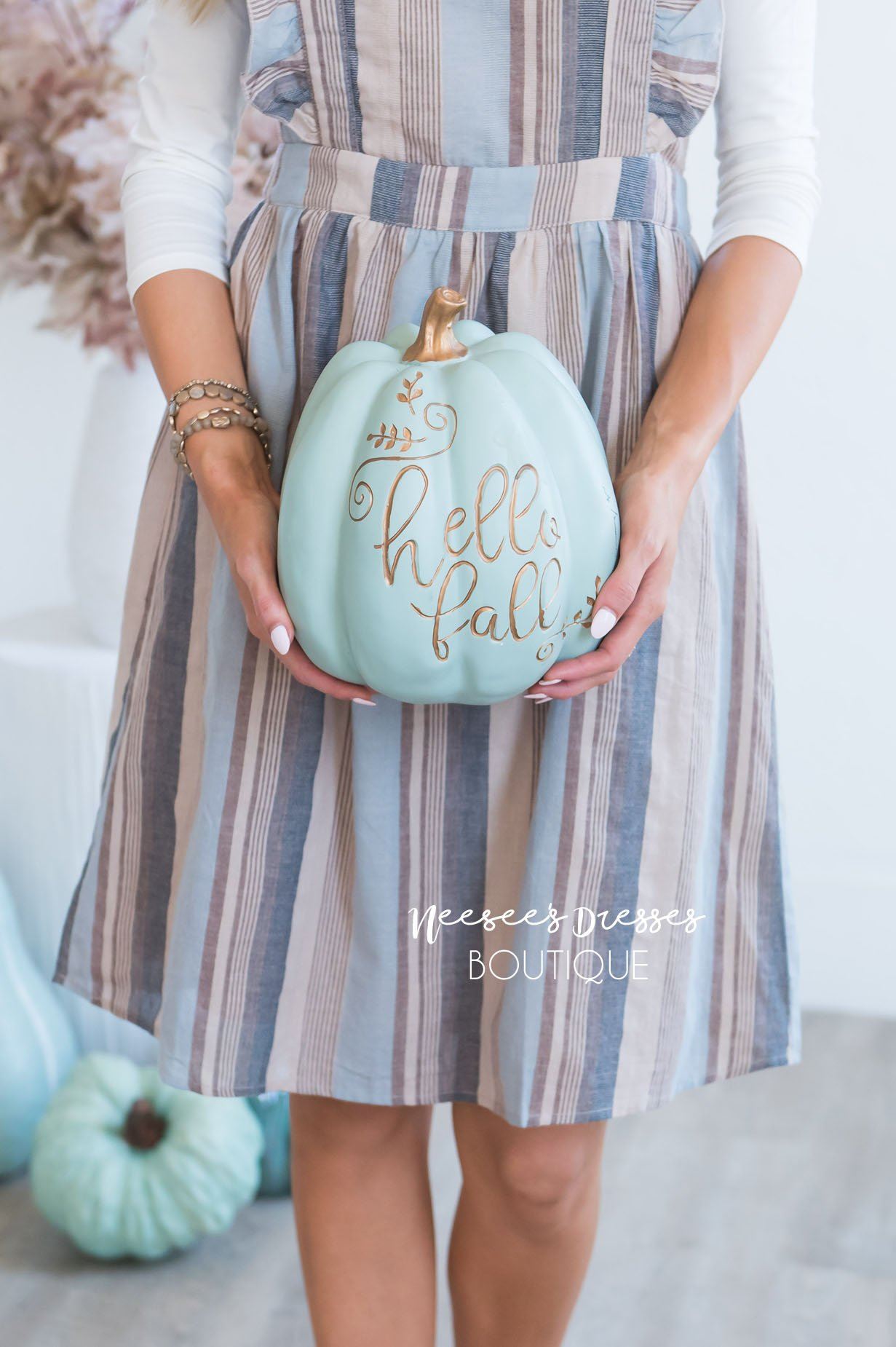 The Jayne Striped Ruffle Overall Dress Modest Dresses vendor-unknown 