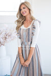 The Jayne Striped Ruffle Overall Dress Modest Dresses vendor-unknown