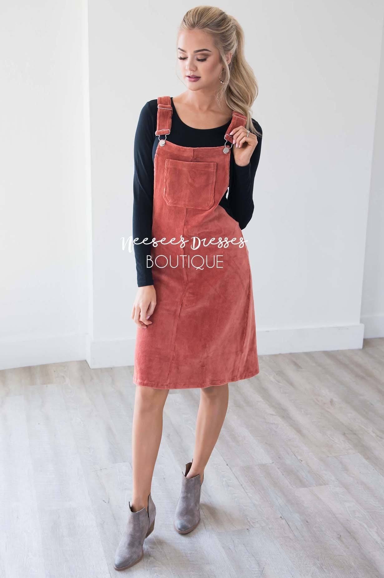 The Desta Corduroy Overall Dress Modest Dresses vendor-unknown 