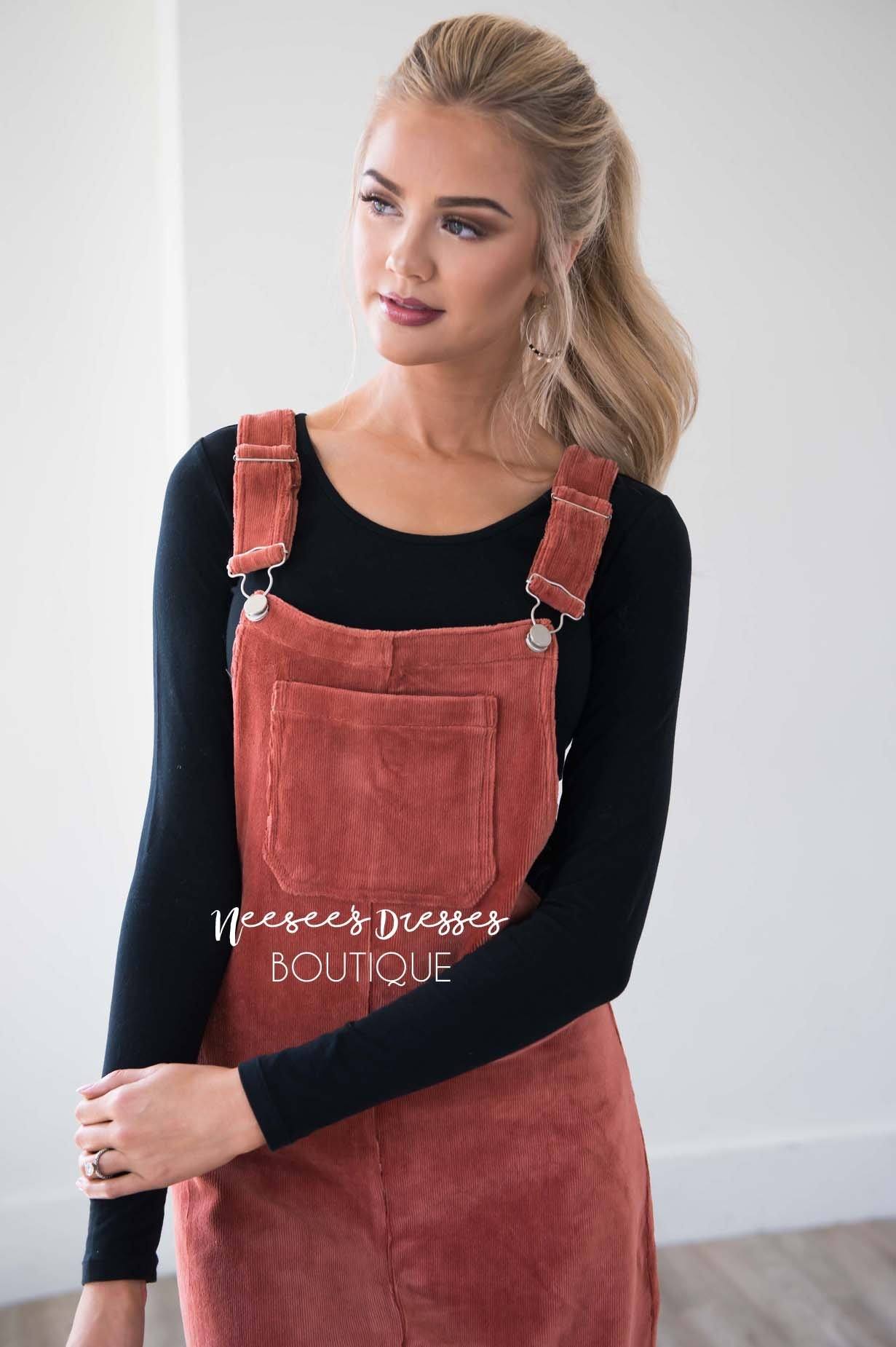 The Desta Corduroy Overall Dress Modest Dresses vendor-unknown 