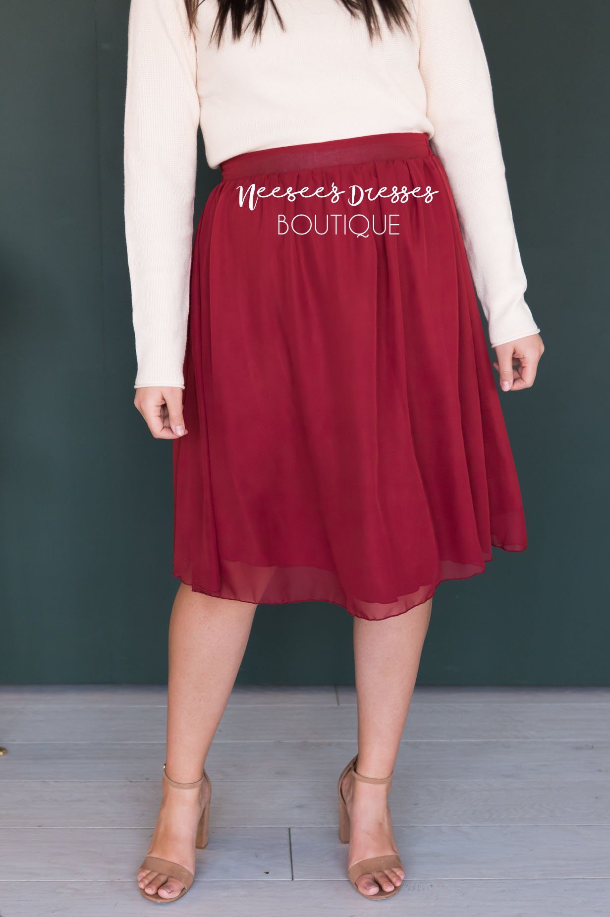 Deep Rust Chiffon Skirt Skirts vendor-unknown 