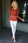 Fall Leaves Thermal Tie Sleeve Sweater Tops vendor-unknown