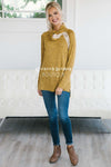 Lace & Buttons Cowl Neck Sweater Tops vendor-unknown 