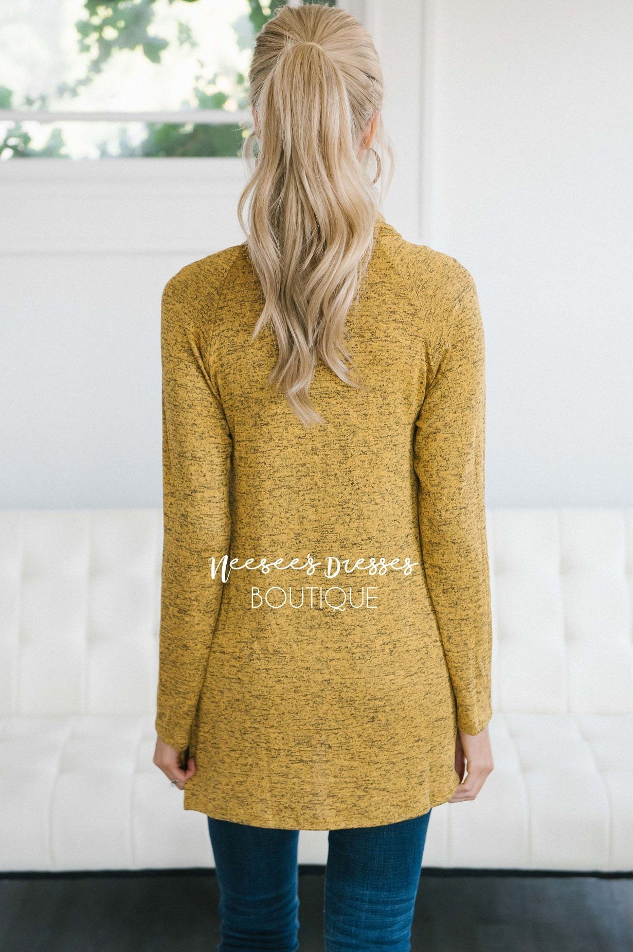 Lace & Buttons Cowl Neck Sweater Tops vendor-unknown 