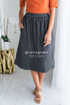 An Elegant Night Pinstripe Skirt Modest Dresses vendor-unknown