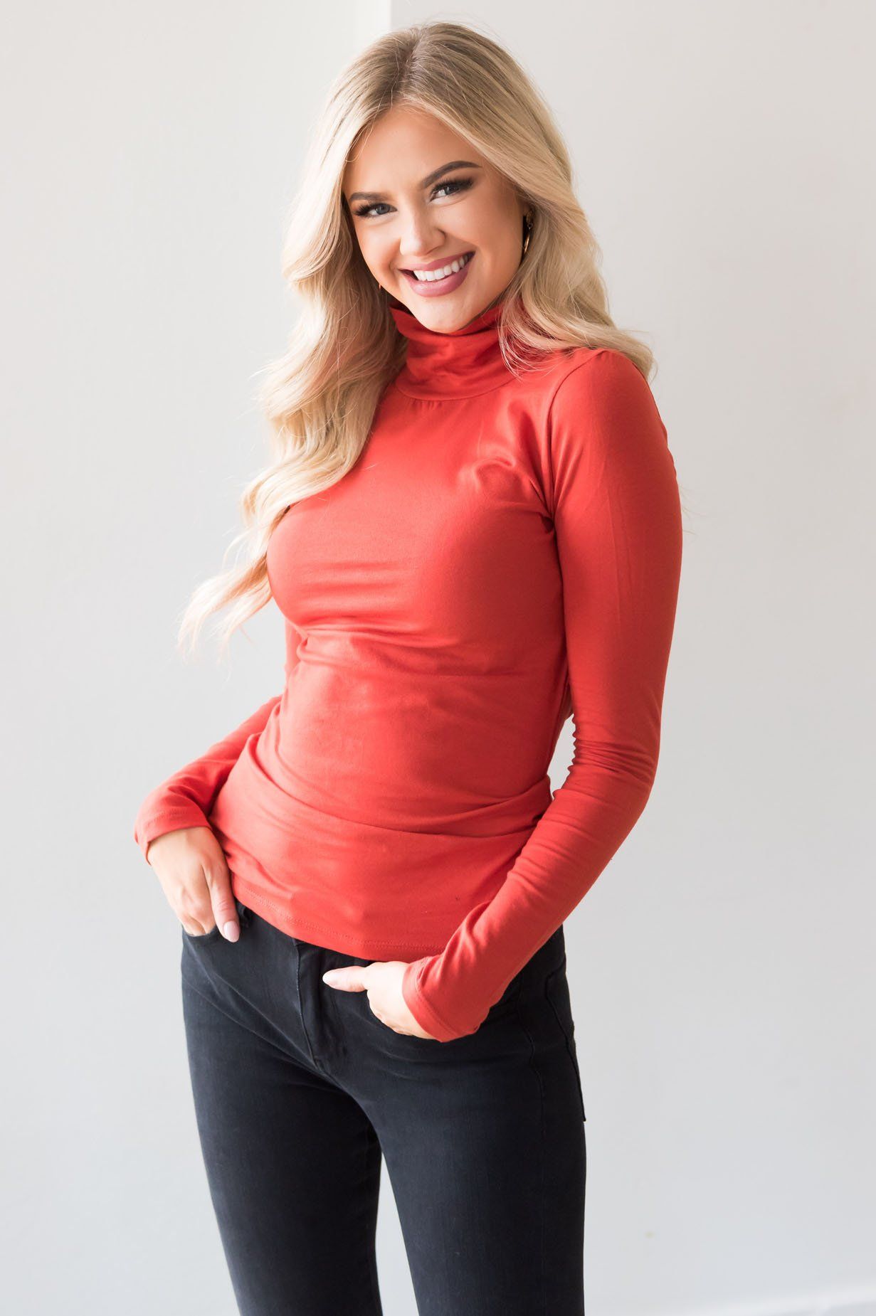 Get Close To Me Modest Turtleneck Tops vendor-unknown 