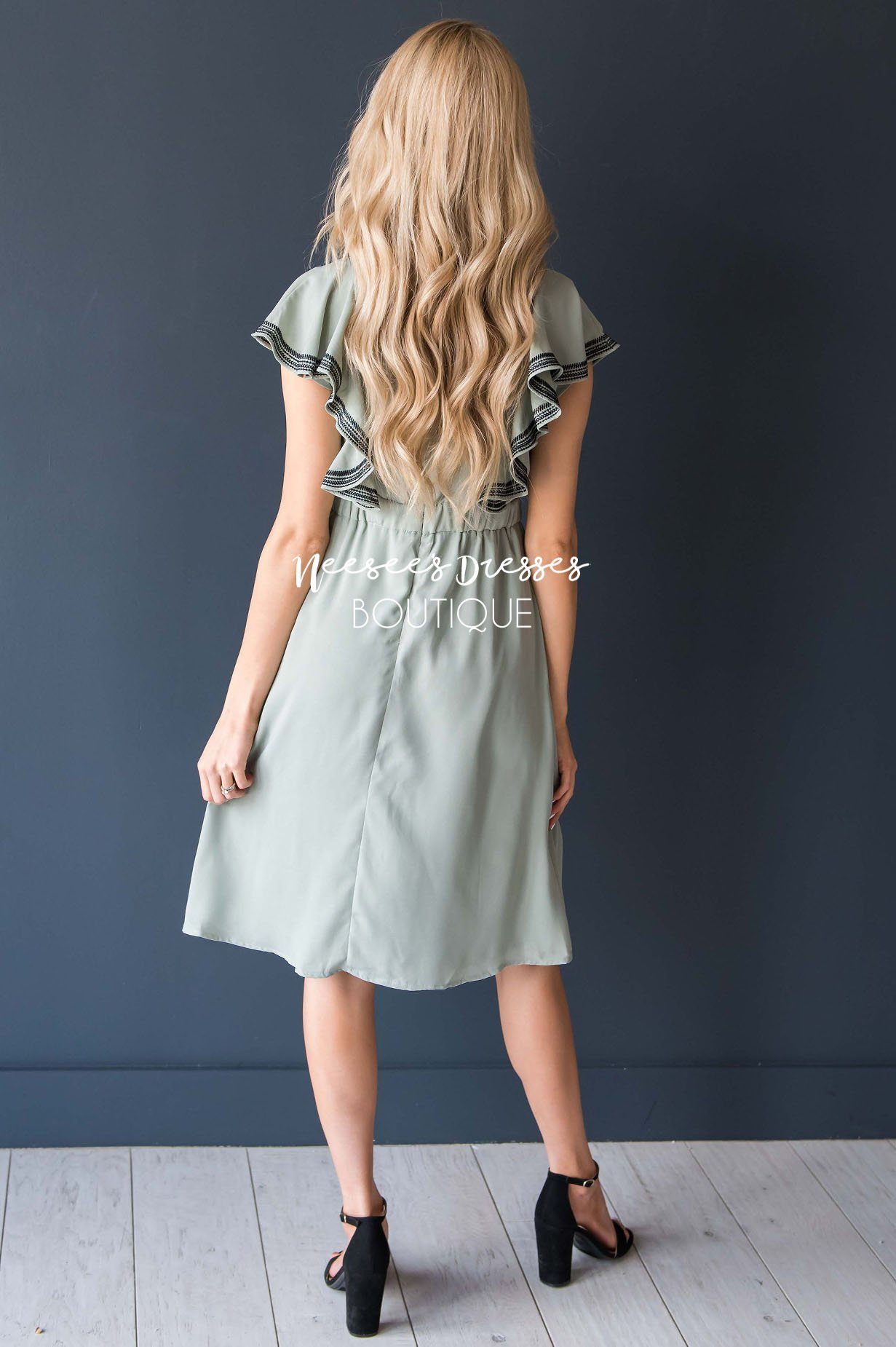 The Megan Ruffle Trim Dress Modest Dresses vendor-unknown 