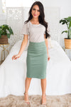 Perfect Fit Sage Pencil Skirt Skirts vendor-unknown