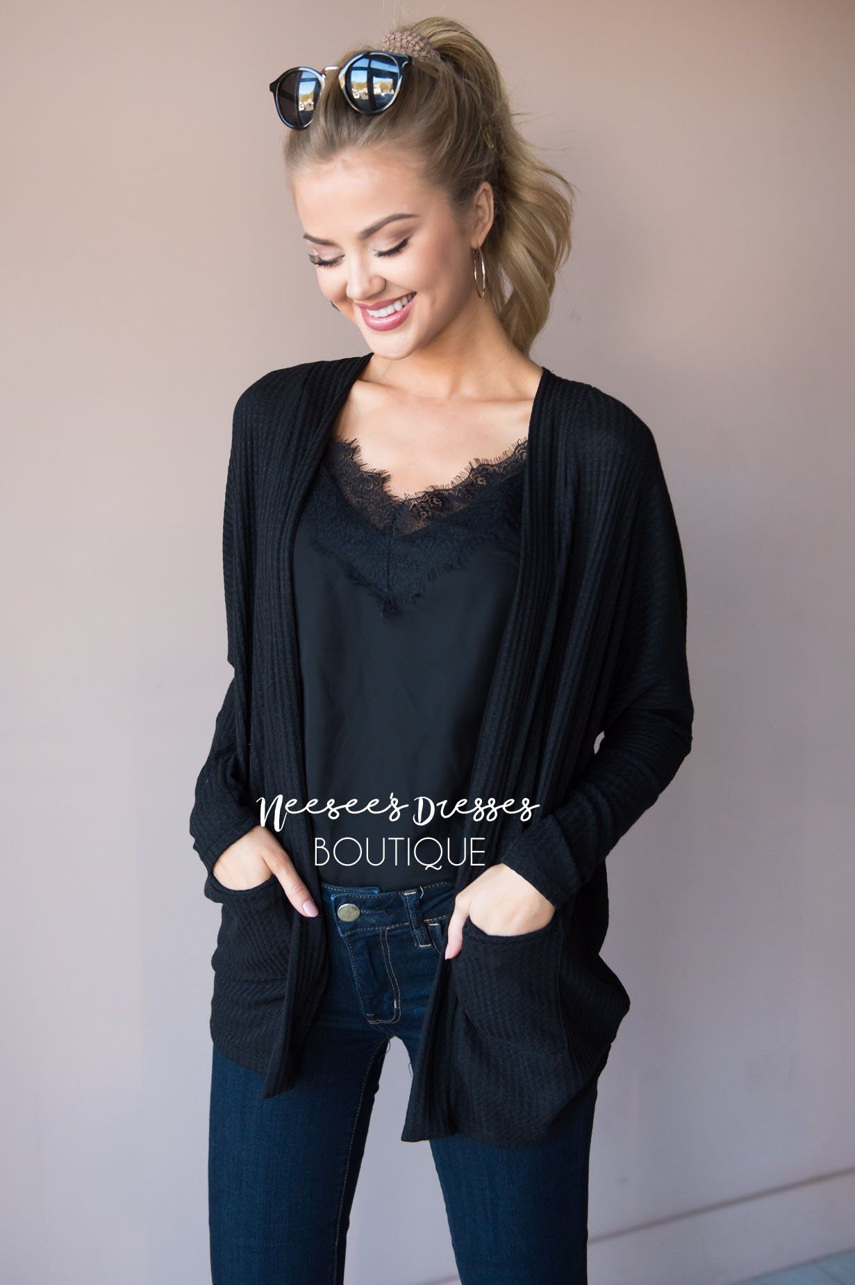 Shine Bright Thermal Cardigan Tops vendor-unknown 