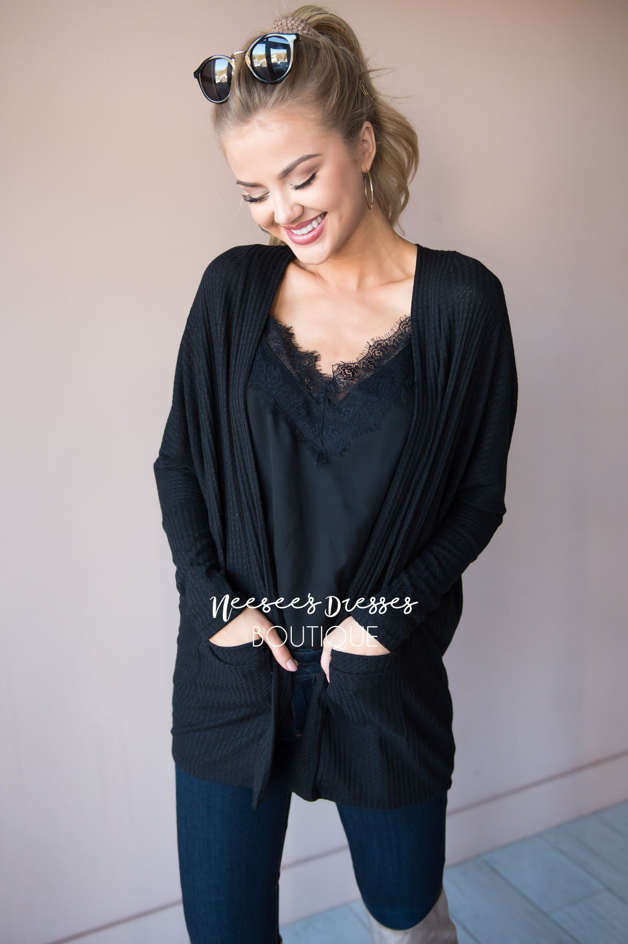 Shine Bright Thermal Cardigan Tops vendor-unknown 