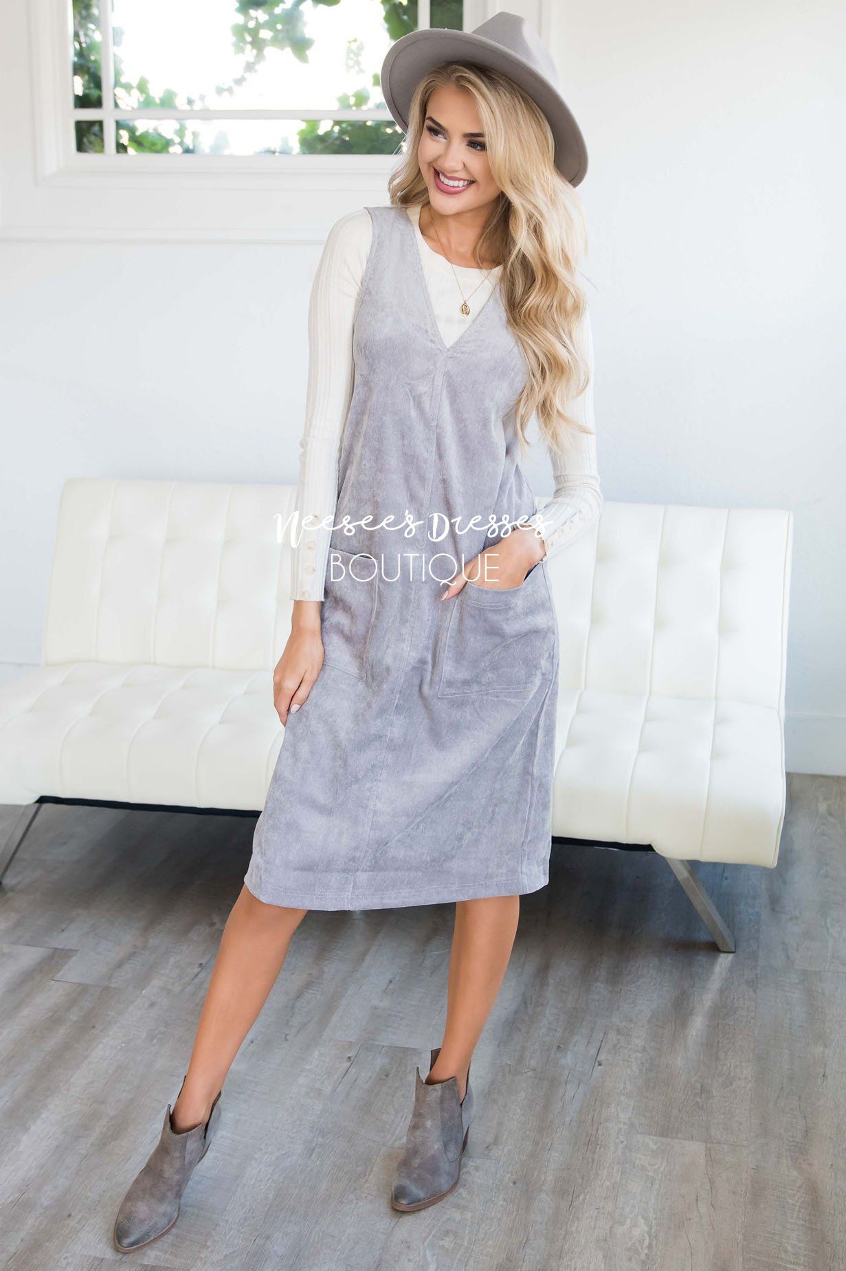 The Korina Patch Pocket Overall Dress Modest Dresses vendor-unknown 