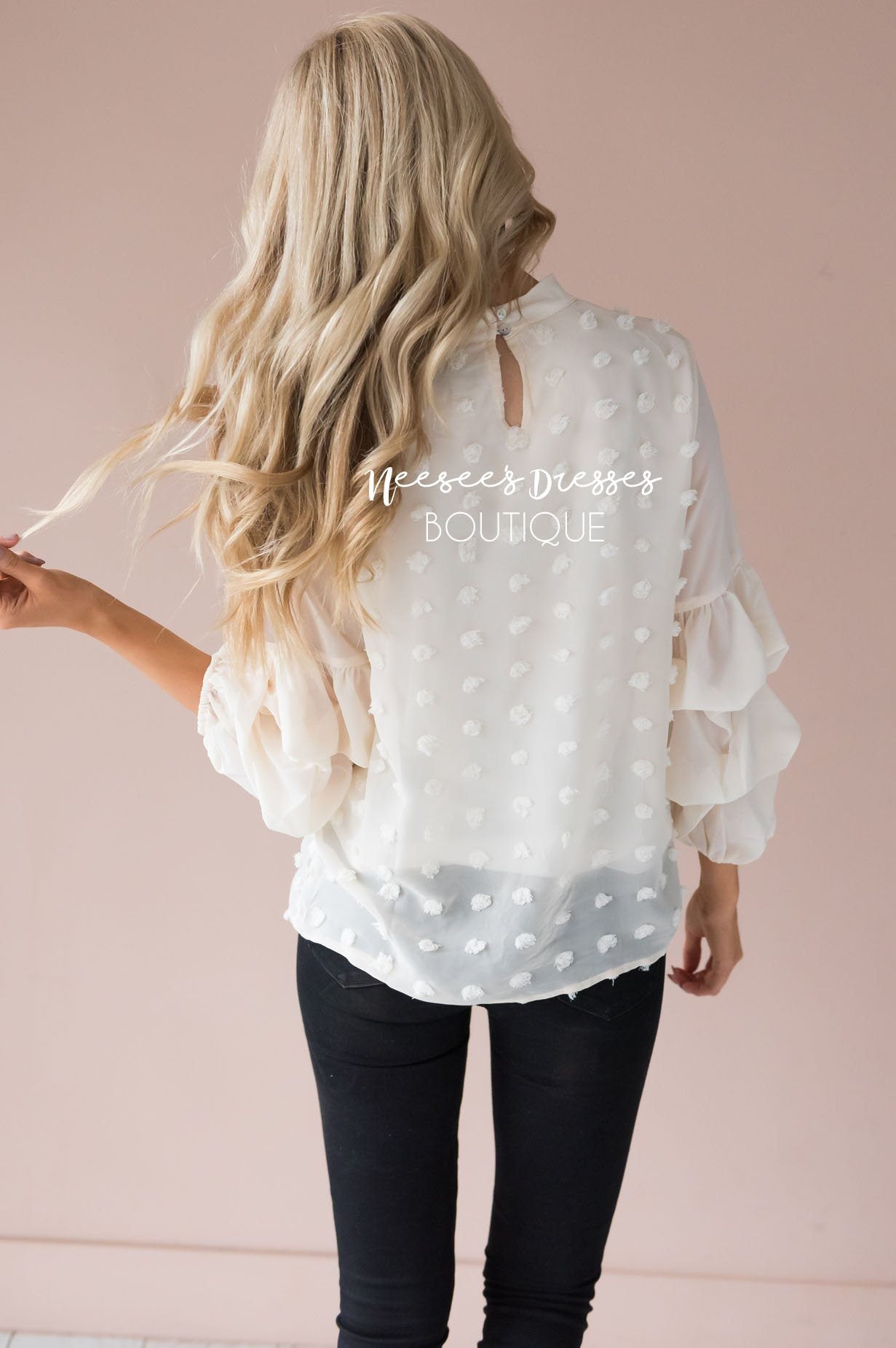 Simply Loved Swiss Dot Blouse Tops vendor-unknown 