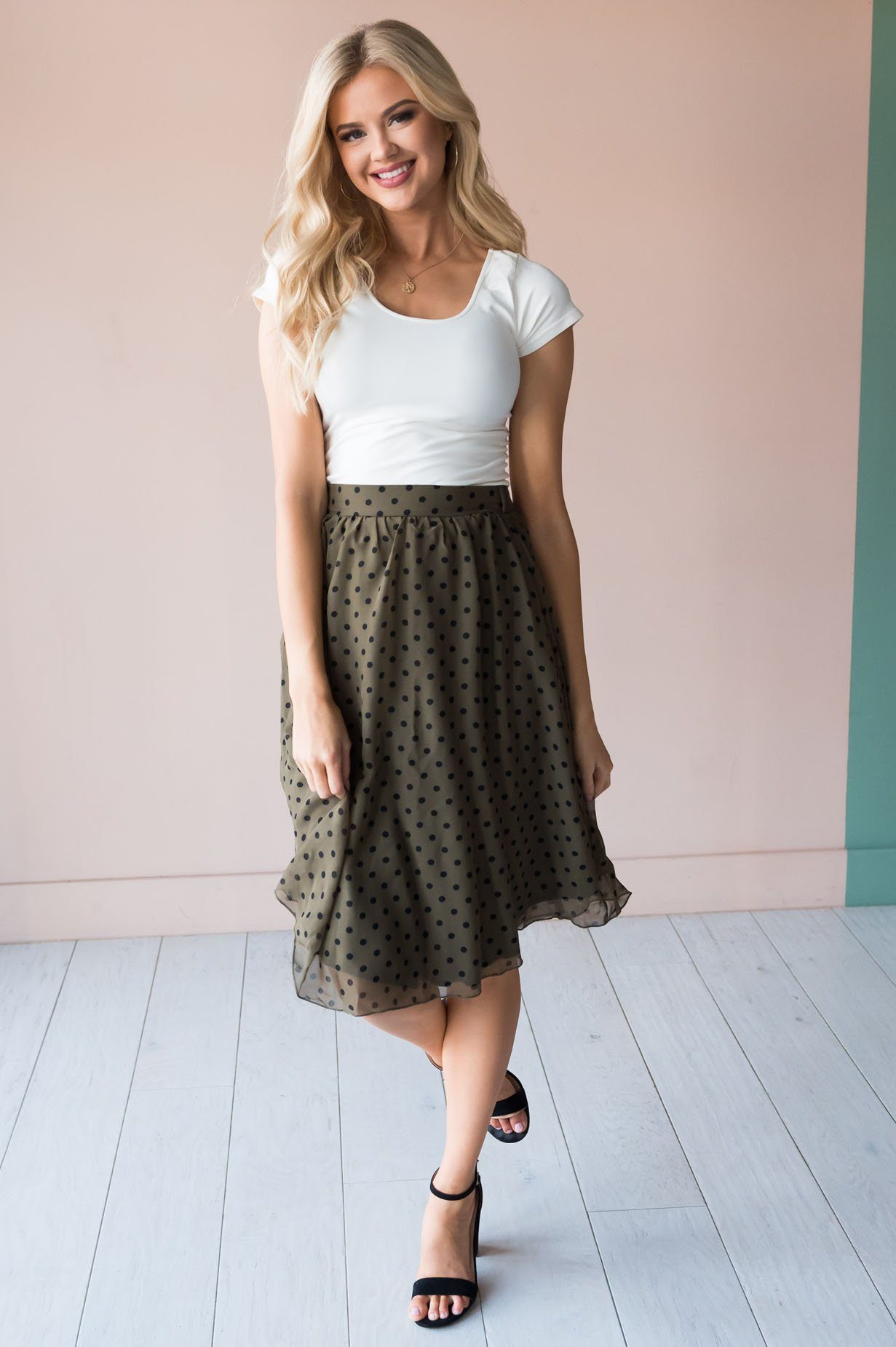 Pretty in Dots Modest Skirt Skirts vendor-unknown 