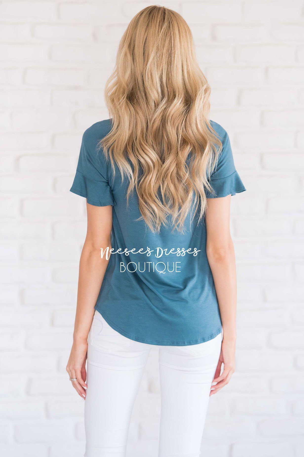 Criss Cross Flutter Sleeve Top Tops vendor-unknown 