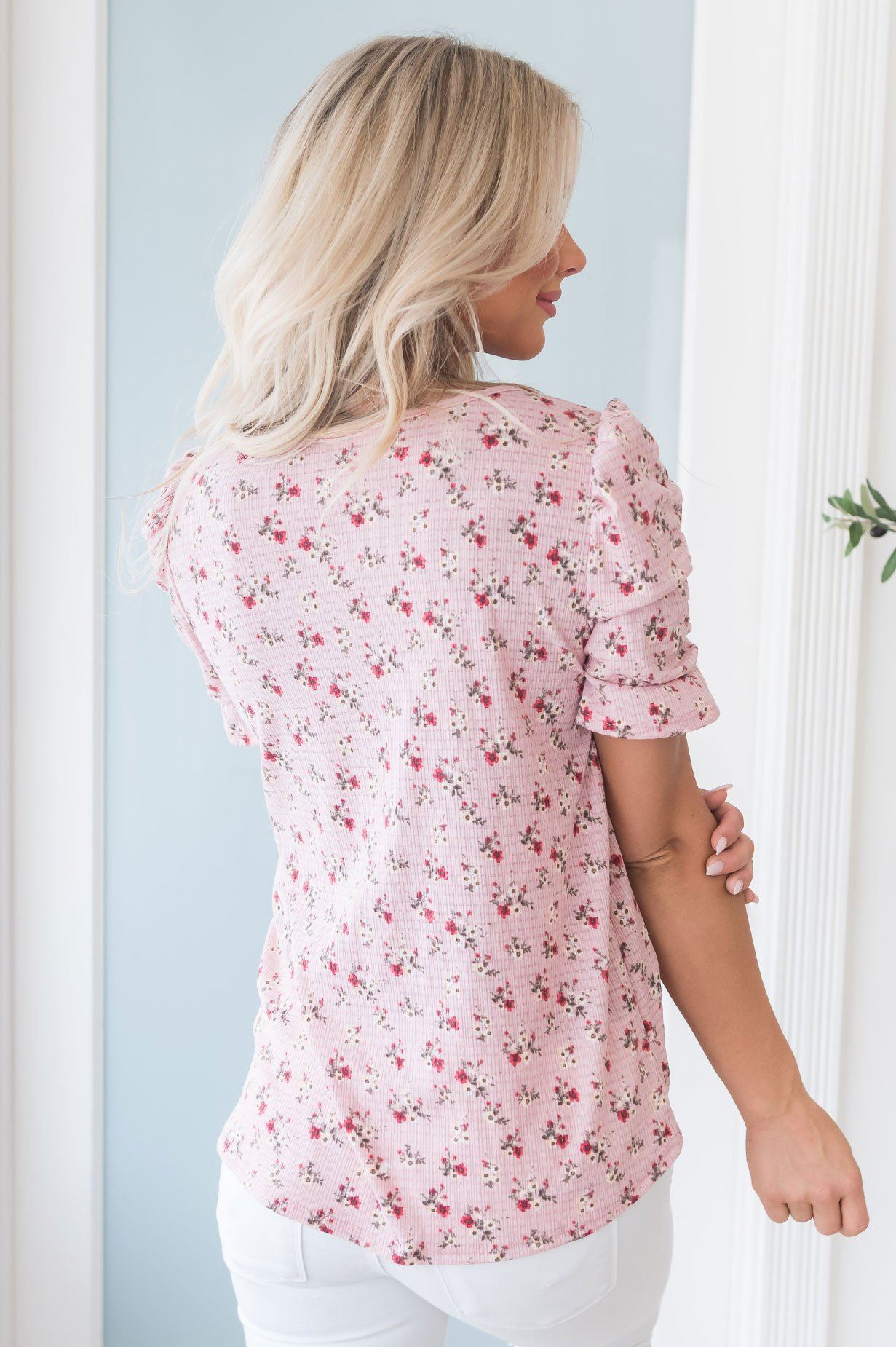 Darling Smile Ruche Sleeve Top Modest Dresses vendor-unknown 