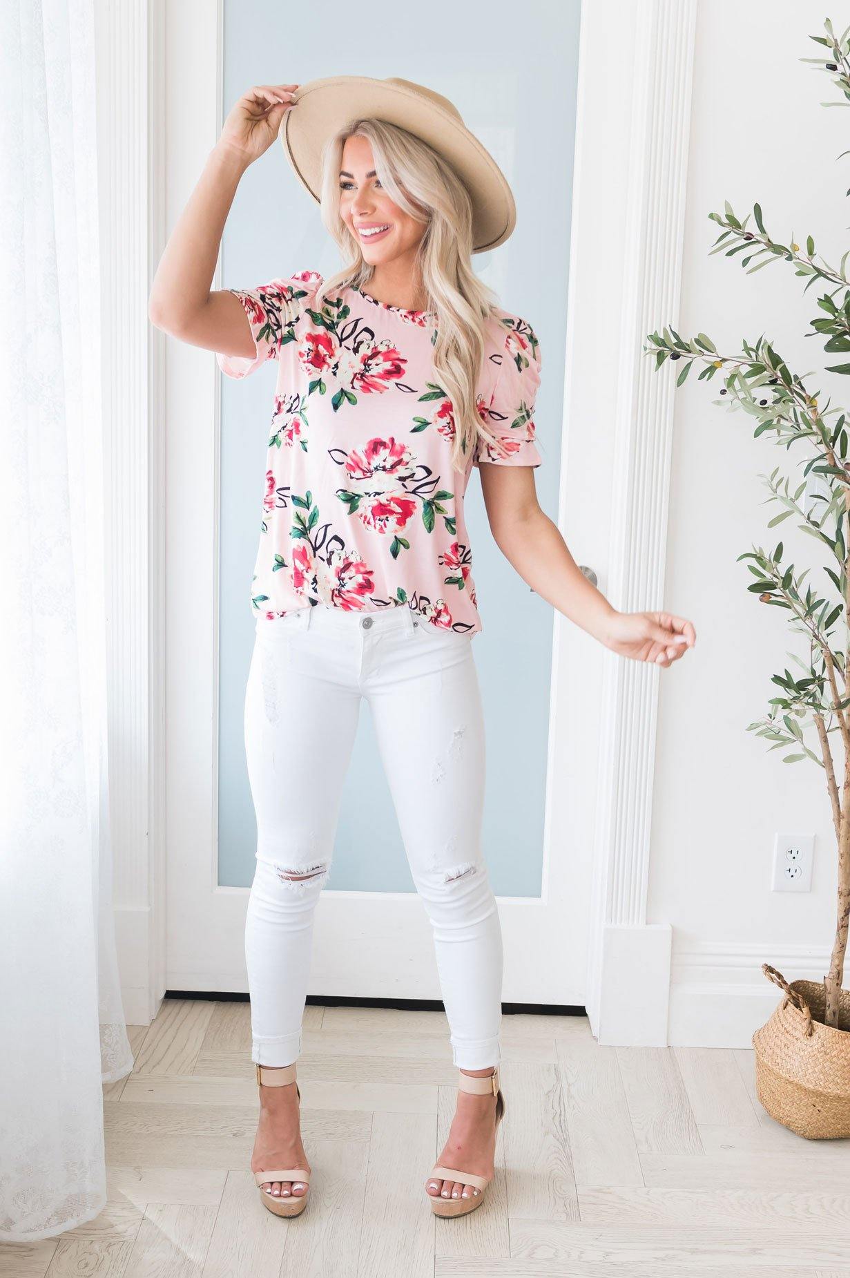 Darling Smile Ruche Sleeve Top Modest Dresses vendor-unknown 