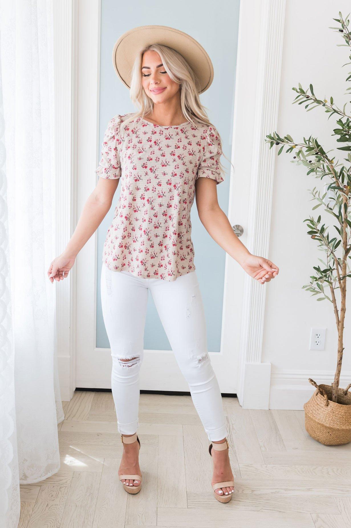 Darling Smile Ruche Sleeve Top Modest Dresses vendor-unknown 