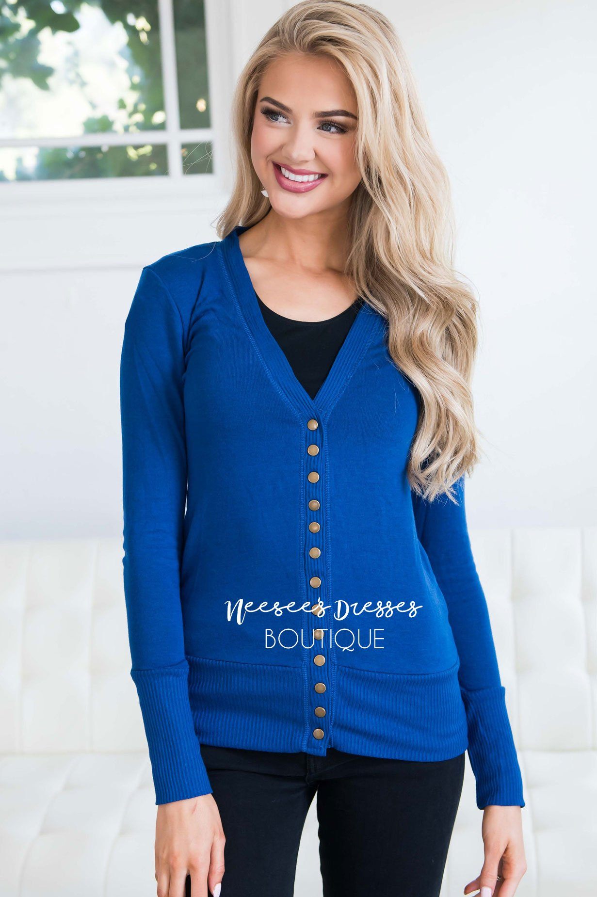 Snap Up Button Cardigan Tops vendor-unknown 