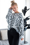 Snowy Leopard animal print sweater Tops vendor-unknown