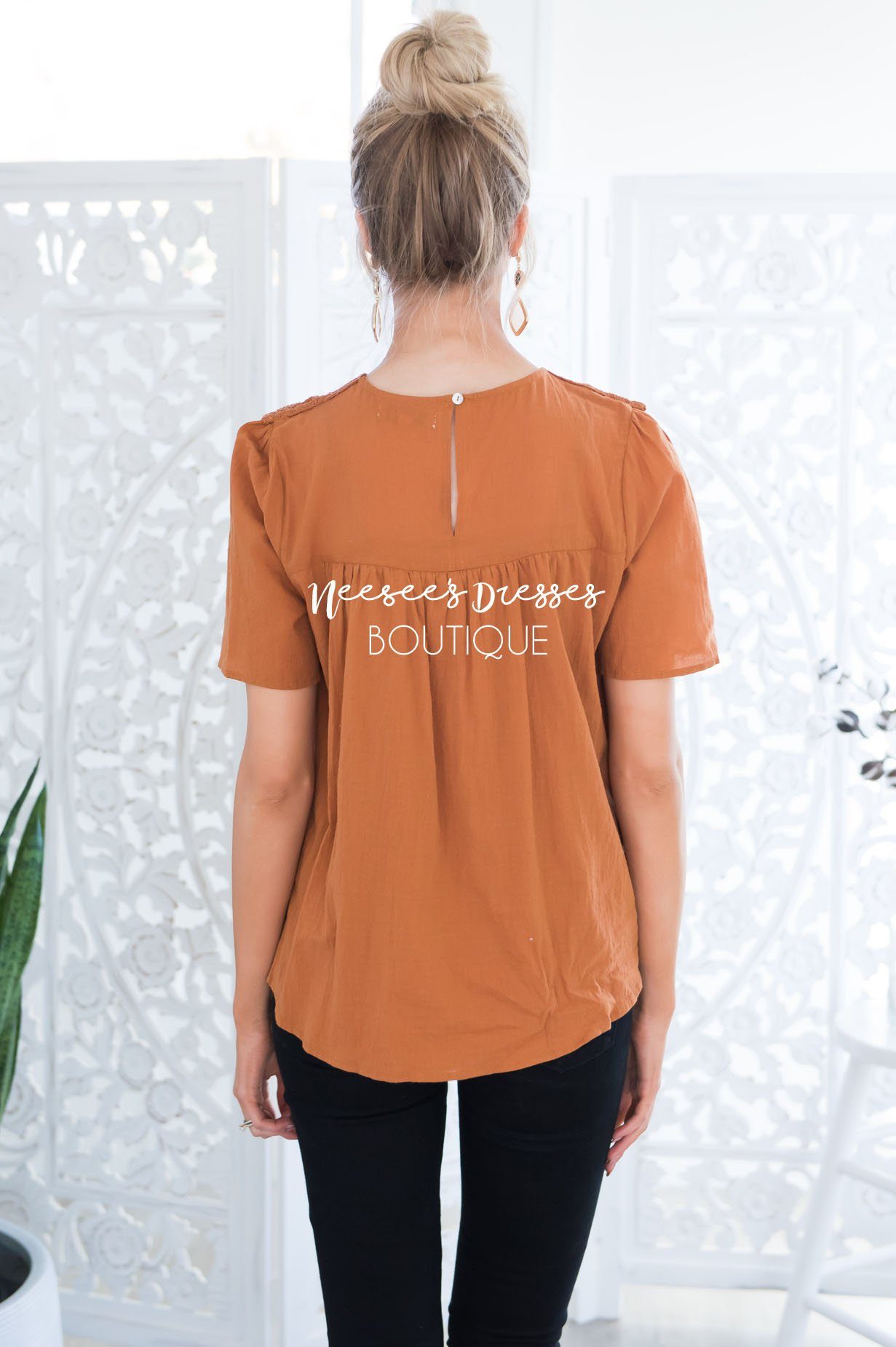 Sometimes Always Crochet Detail Blouse Tops vendor-unknown 