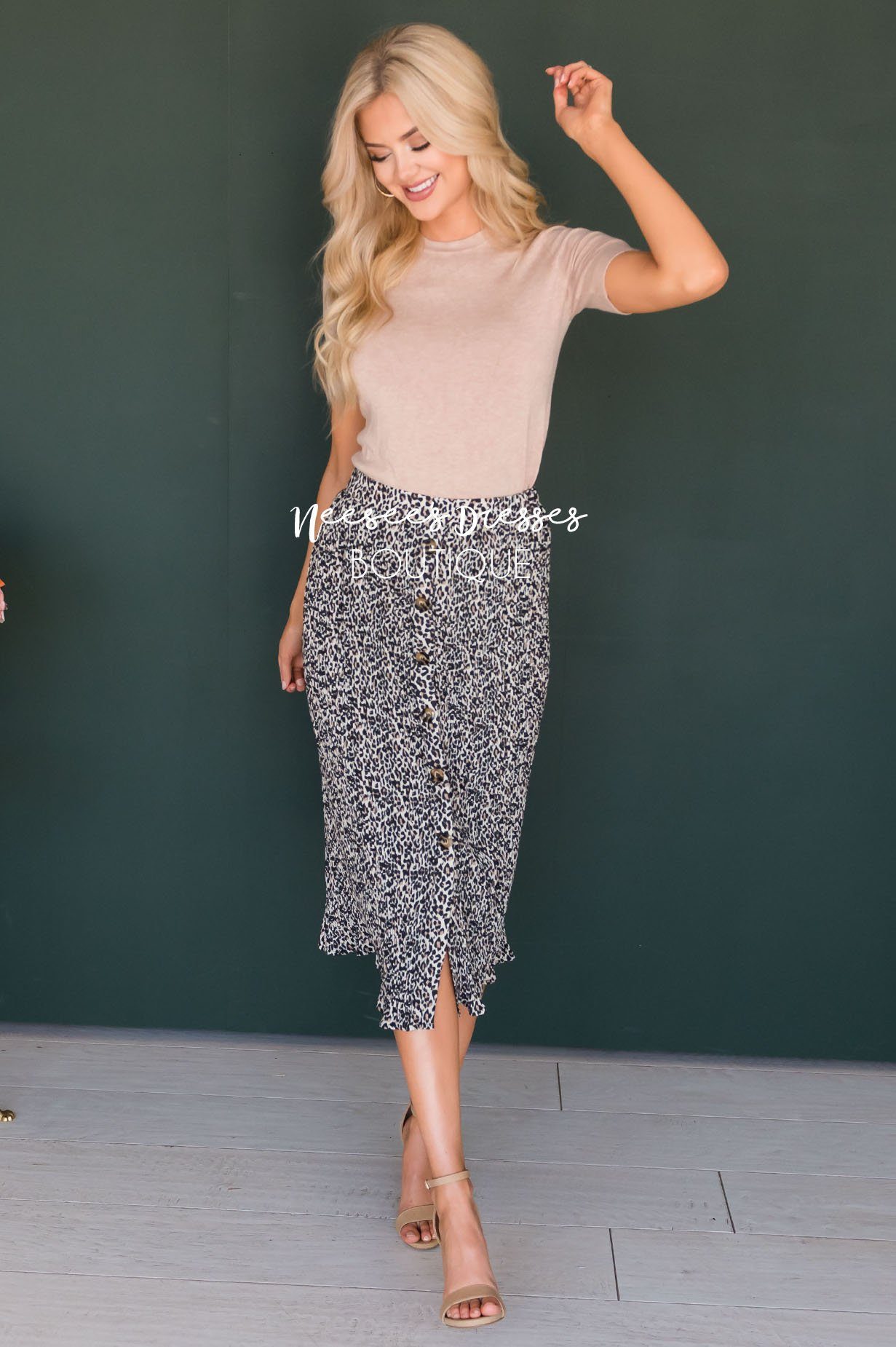 Spot On Button Skirt Skirts vendor-unknown 