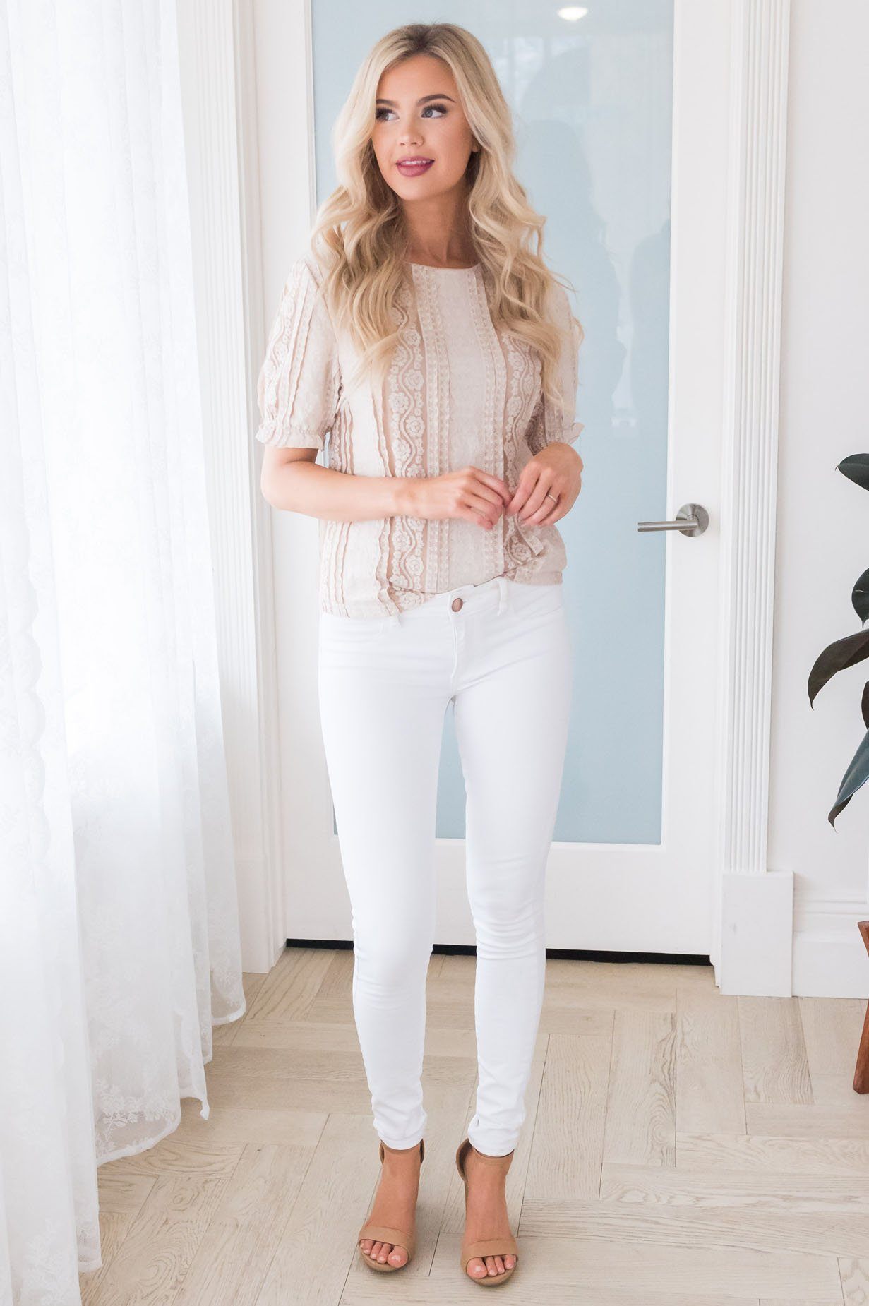 Spring Into Season Modest Lace Blouse Modest Dresses vendor-unknown 