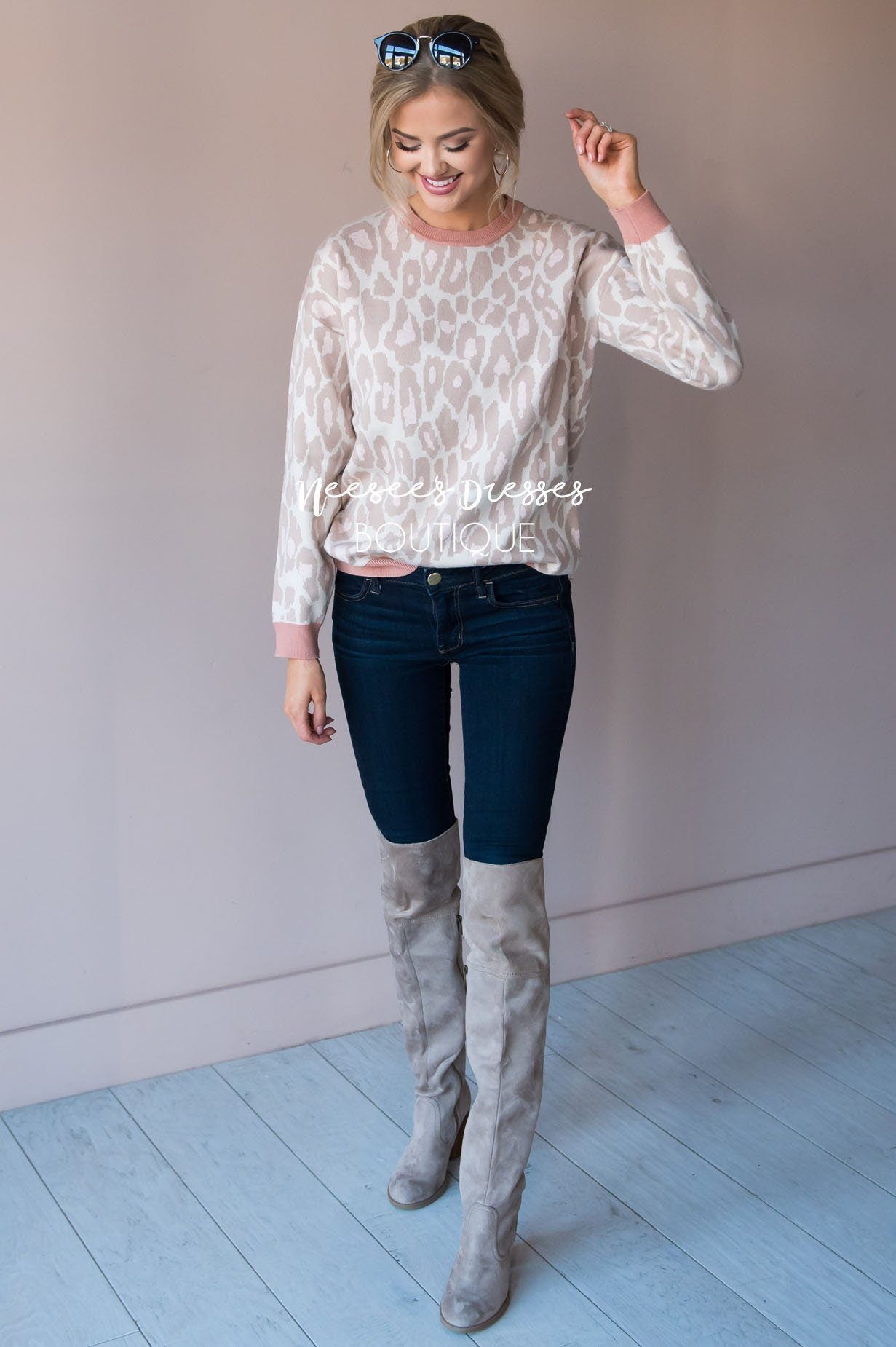 Stand By Me animal print sweater Tops vendor-unknown 