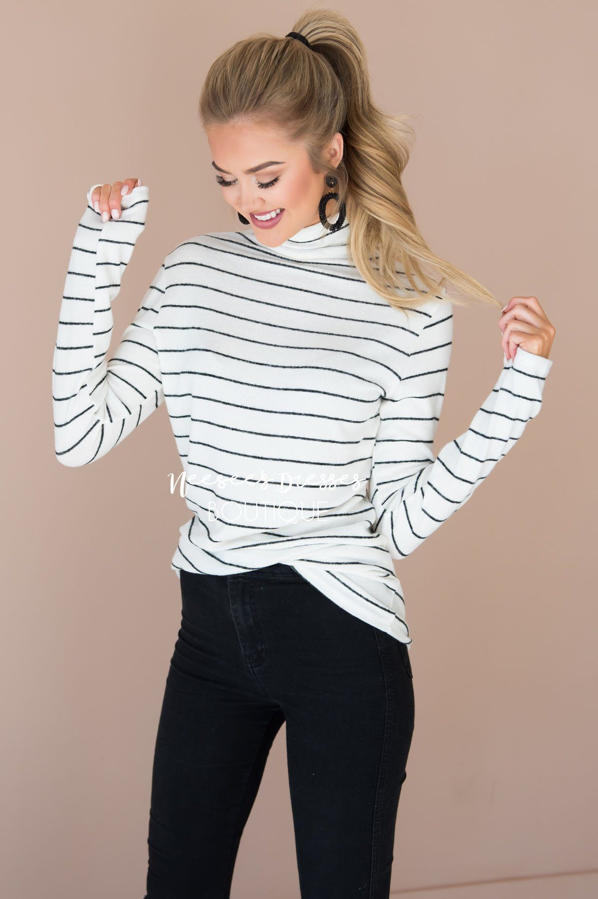 Happy times Striped Sweater Modest Dresses vendor-unknown 