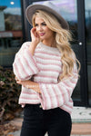 Striped Aline Bell Sleeve Sweater Tops vendor-unknown