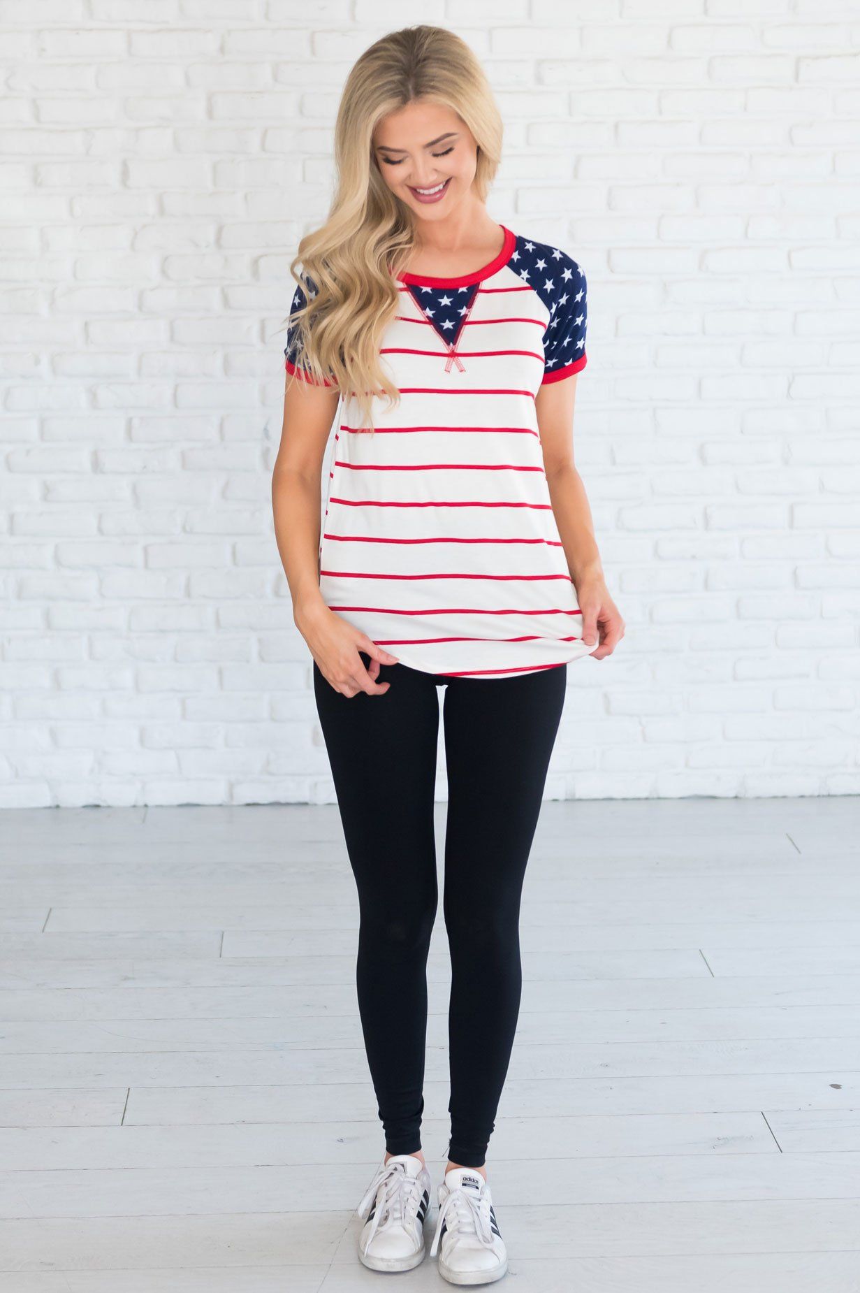 Stripes & Stars Modest Tee Modest Dresses vendor-unknown 