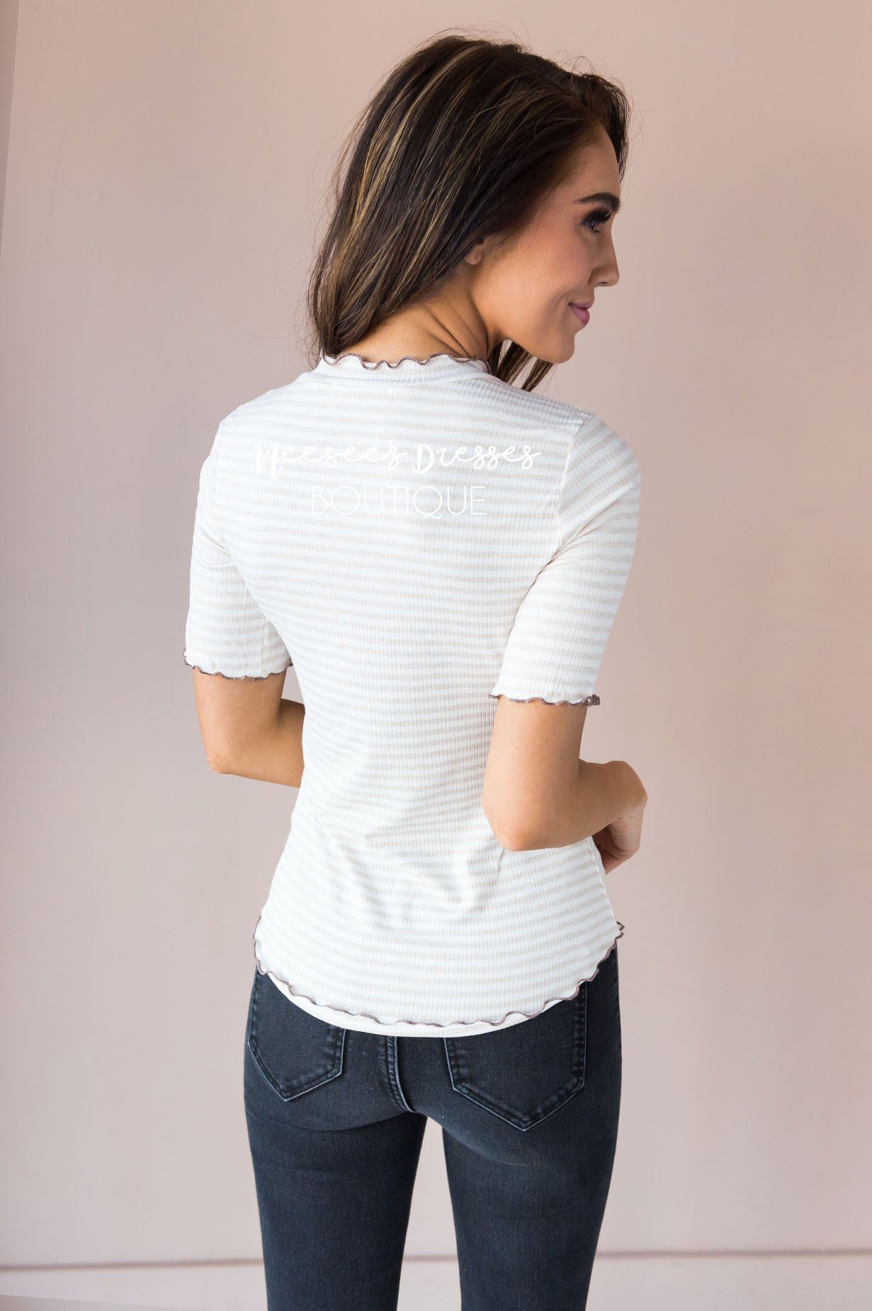Pleasant Surprise Ribbed Modest Top Tops vendor-unknown 