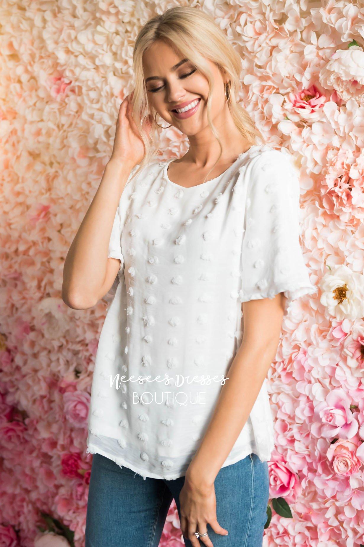 Stunning Swiss Dot Blouse Tops vendor-unknown 